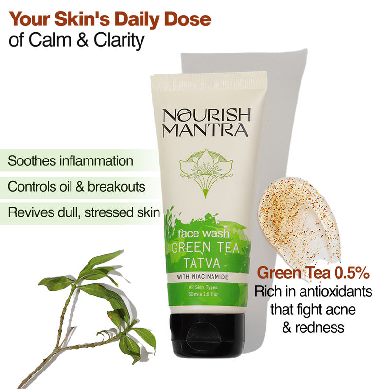 Nourish Mantra Green Tea Tatva Face Wash to Remove Dead Skin Cells & Build Up