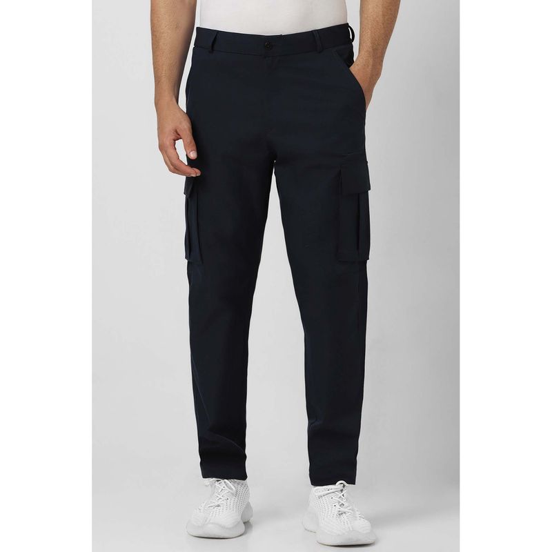 Van Heusen Men Navy Blue Solid Regular Fit Casual Trackpant (38)
