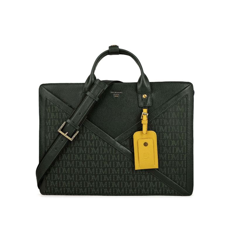 Buy Da Milano Genuine Leather Petrol Green Computer Bag Online