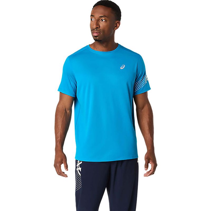 ASICS Blue Polyester Regular T-Shirt (L)