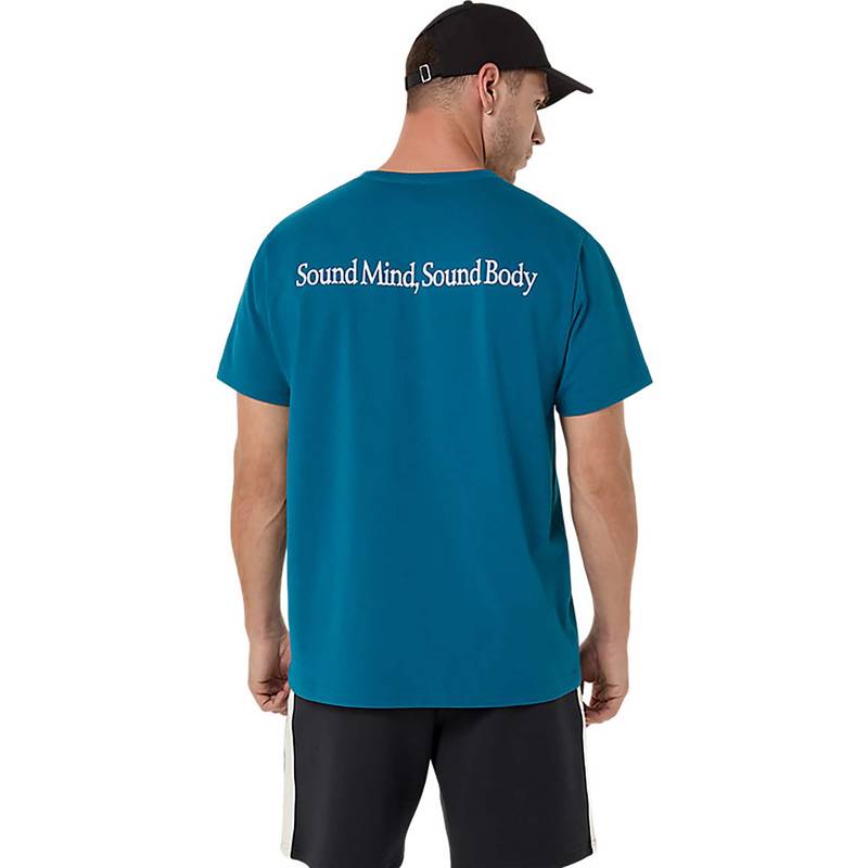 ASICS Blue Cotton Regular T-Shirt (S)