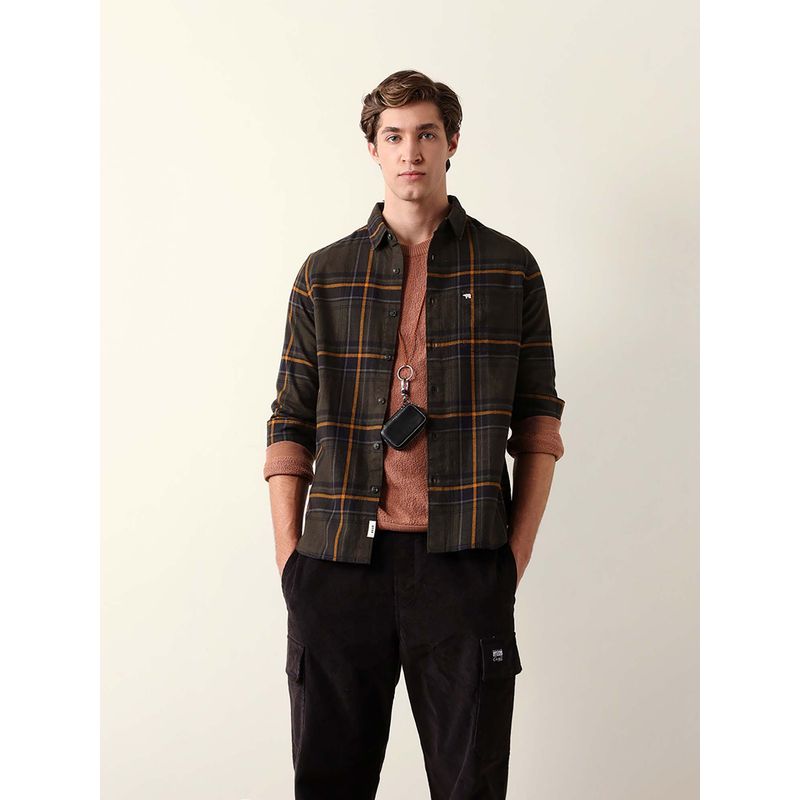 THE BEAR HOUSE Olive Cotton Slim Shirt (M)