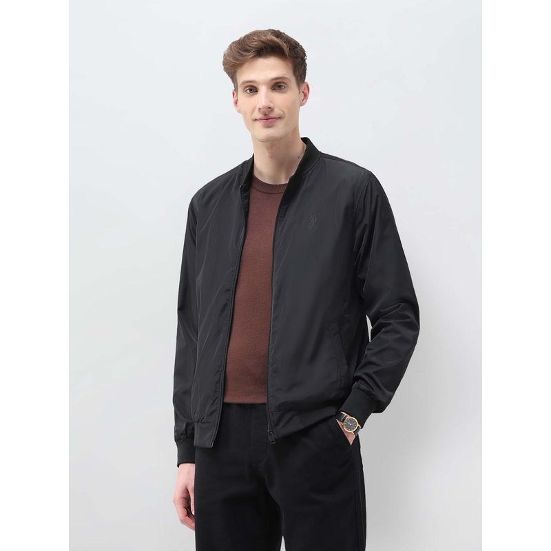 U.S. POLO ASSN. Black Polyester Regular Jacket (M)