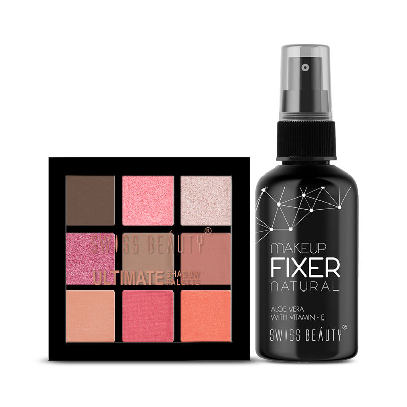 Swiss Beauty Long Lasting Makeup Fixer And Ultimate Eyeshadow 02 Combo