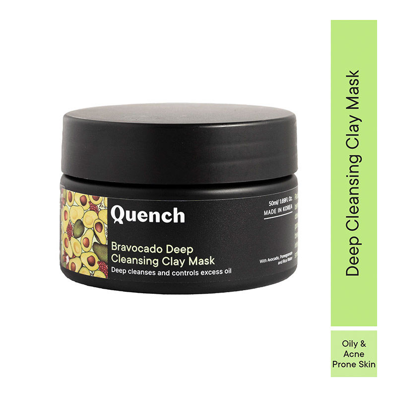 Quench Vitamin E Deep Cleansing Clay Mask with Avocado, Removes Impurities & Refines Pores