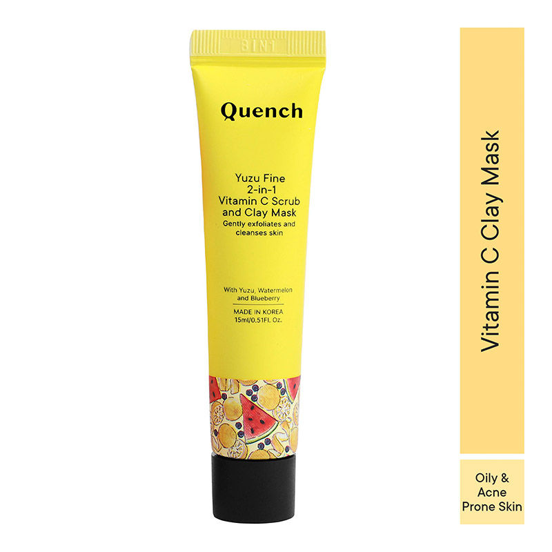 Quench 2-In-1 Vitamin C Scrub & Clay Mask with Yuzu Extracts, Lightens Spots & Promotes Even Skin