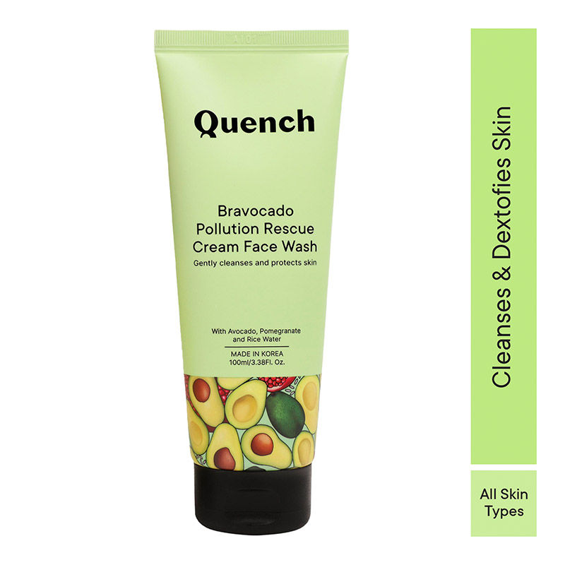 QUENCH Pollution Rescue Vitamin E Face Wash With Avocado, Deep Cleanses & Exfoliates Skin