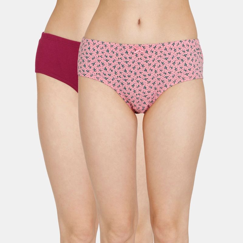 Zivame Rosaline Medium Rise Full Coverage Hipster Panty - Assorted - Multi-Color (Pack of 2) (S)