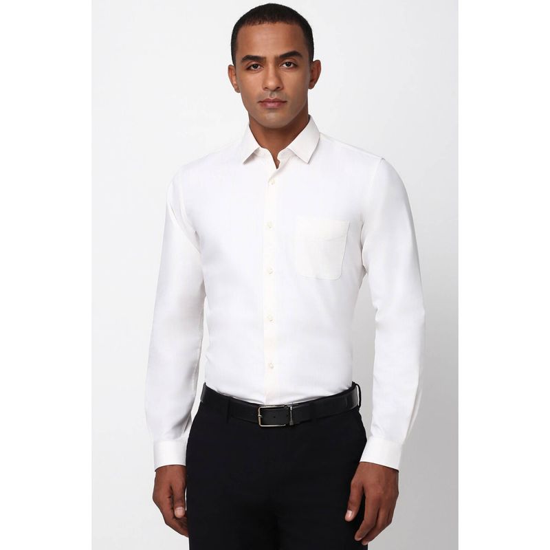 Peter England Mens White Slim Fit Formal Shirt (46)