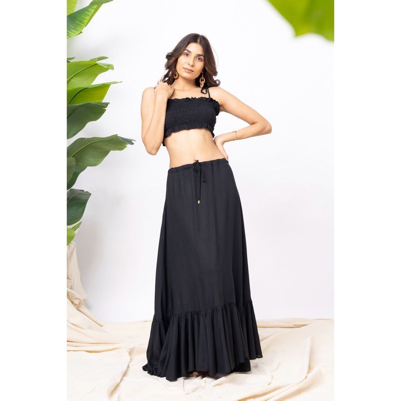Erotissch Black Solid Beachwear Co-Ords (Set of 2) (S)