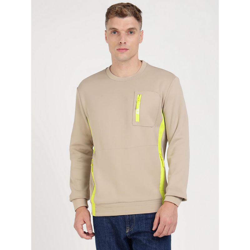 Guess Beige Solid Sweatshirt (S)