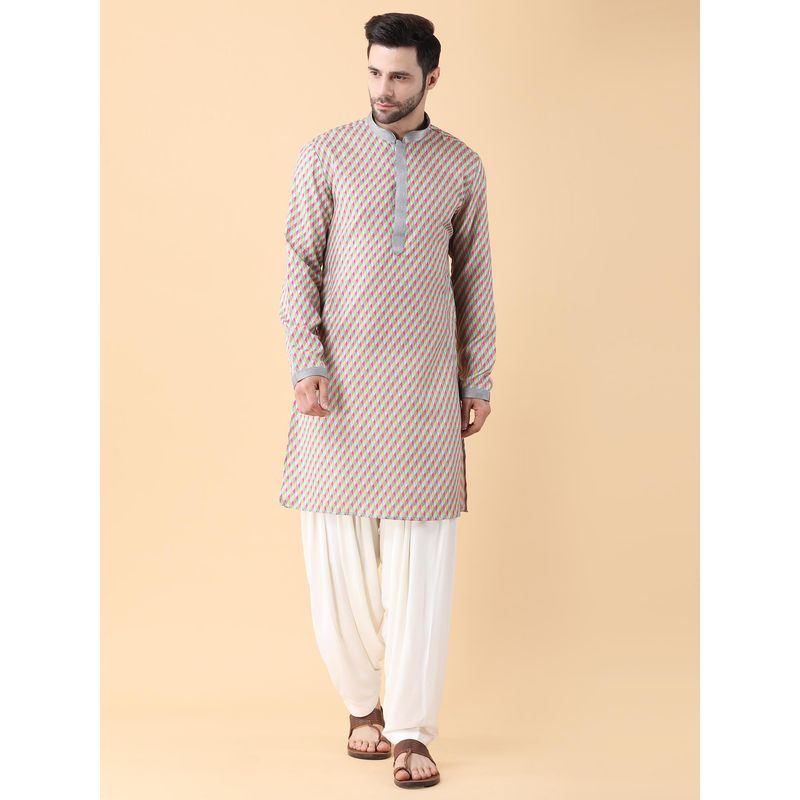 Manish Nagdeo Men's Grey Kurta With Dhoti (XS)