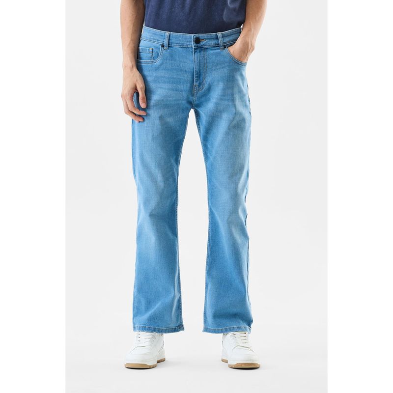 Snitch Mens Light Blue Washed Bootcut Casual Jeans (38)
