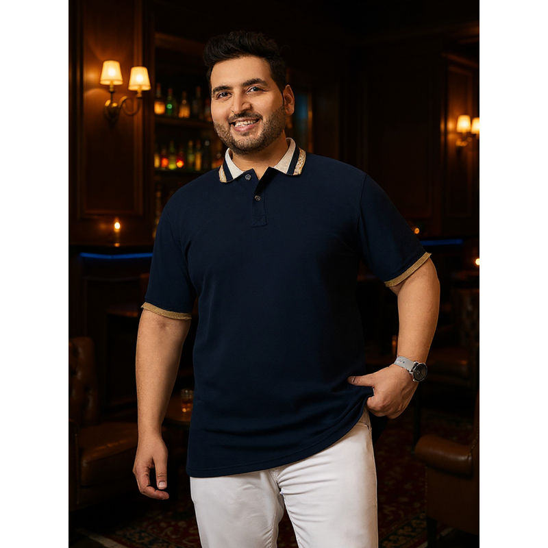 Club York Navy Blue Polo Neck T-shirt (4XL)