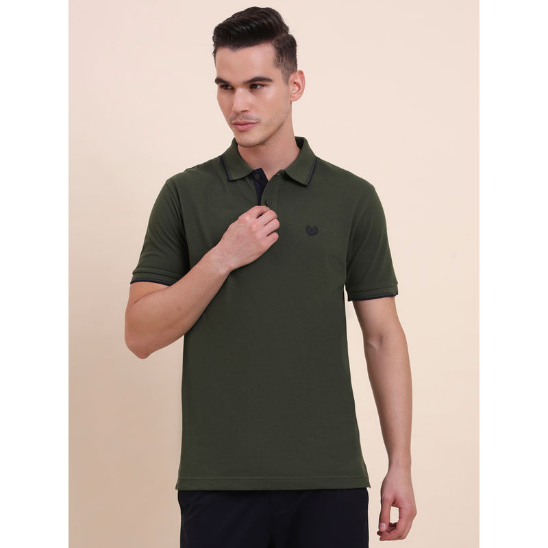 Greenfibre Olive Green Slim Fit Polo T-Shirt (38)