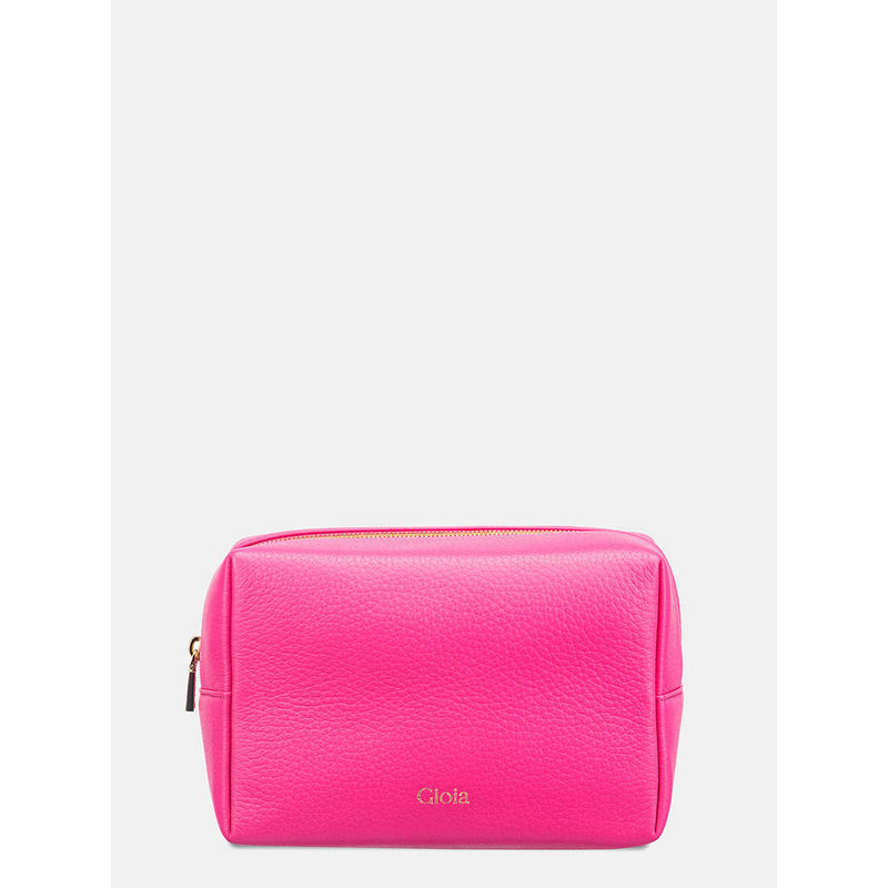 Gioia Pink Textured Cosmetic Pouch (S)