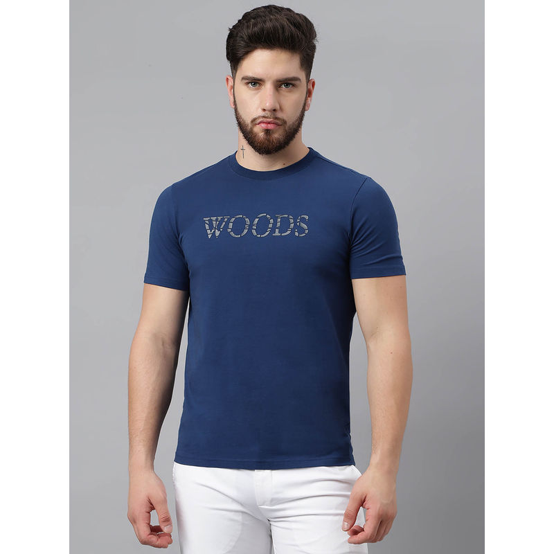 WOODS Printed Blue T-Shirt (S)