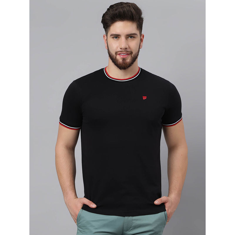 WOODS Solid Black T-Shirt (L)
