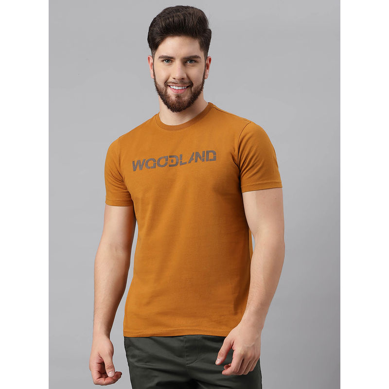 WOODLAND Printed Mustard T-Shirt (S)