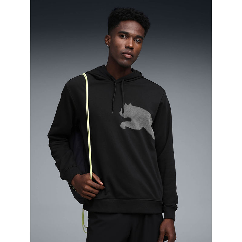 Puma Black Printed Regular Fit Hoodie (XS)