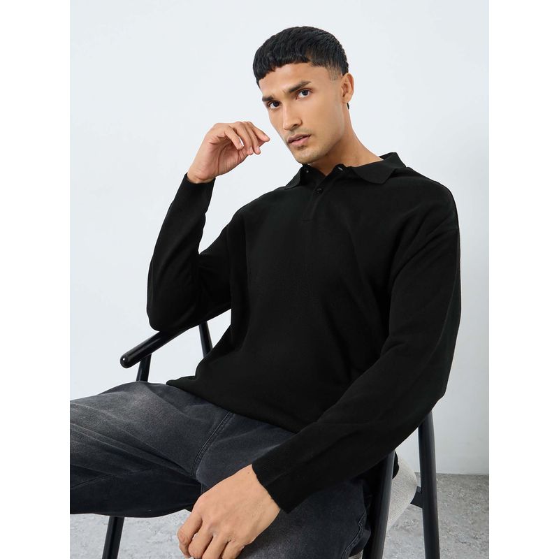 Styli Men Black Smart Relaxed Sweater (M)