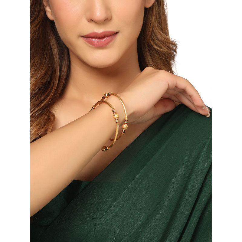 NVR Womens Gold-Plated Traditional Bangles (Pack of 2) (2.6)