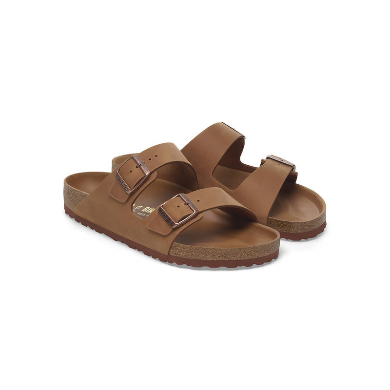 Birkenstock Arizona Unisex Brown Natural Leather Oiled Two Strap Sandals (EURO 43)