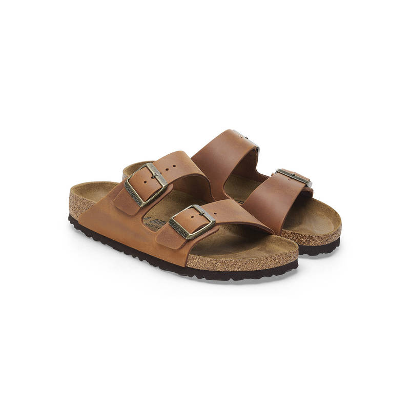 Birkenstock Arizona Unisex Beige Natural Leather Oiled Two Strap Sandals (EURO 42)