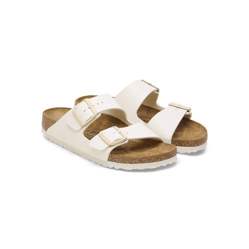 Birkenstock Arizona Unisex Eggshell White Birko-Flor Two Strap Sandals (EURO 38)