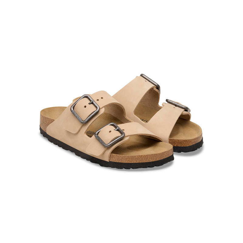 Birkenstock Arizona Wire Buckle Unisex Beige Nubuck Leather Two Strap Sandals (EURO 41)