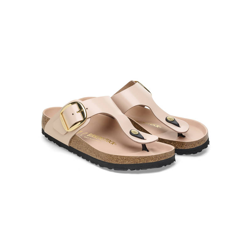 Birkenstock Gizeh Big Buckle Women High-Shine New Beige Natural Leather Sandals (EURO 35)