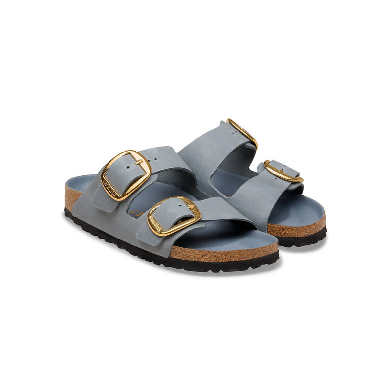 Birkenstock Arizona Big Buckle Women Grey Natural Leather Oiled Two Strap Sandals (EURO 35)