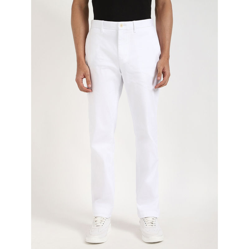 Tommy Hilfiger Mens White Solid Chinos (32)