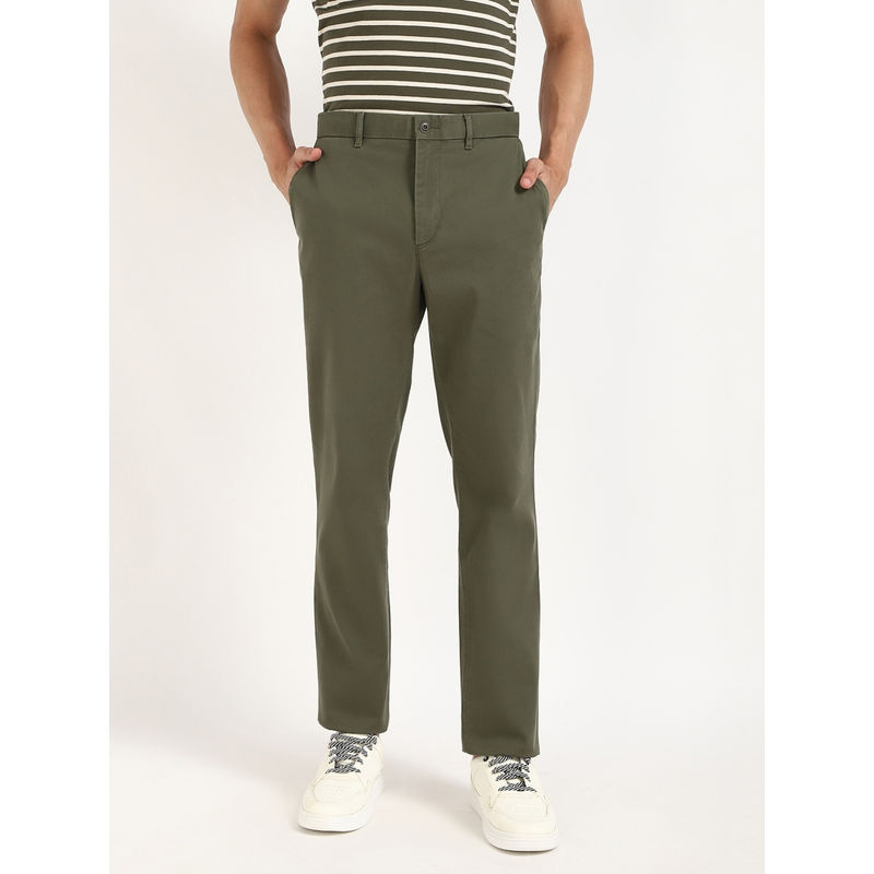 Tommy Hilfiger Mens Olive Solid Chinos (30)
