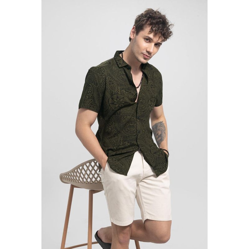 Snitch Cashmere Printed Green Shirt (M)