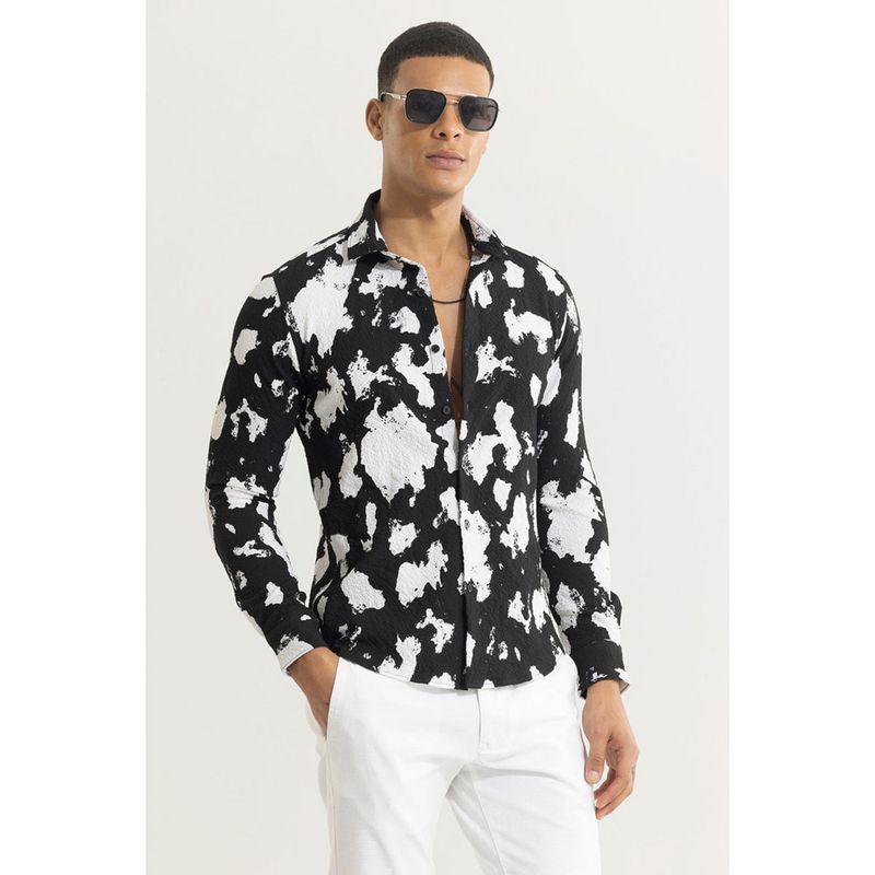 Snitch Abstract Aura Black Seersucker Shirt (XS)