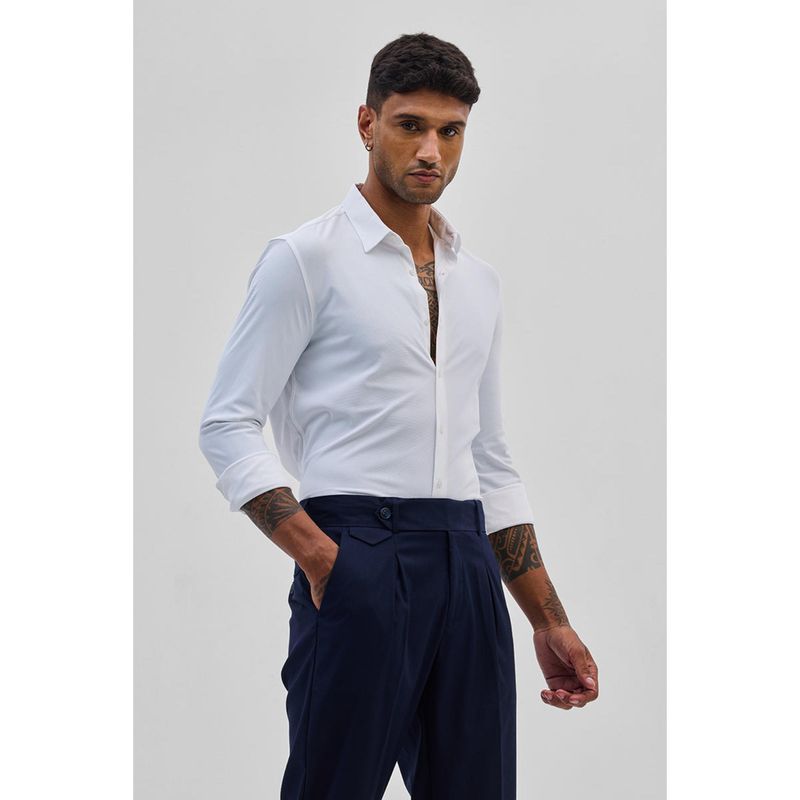 Snitch White Stretchable Pique Shirt (2XL)