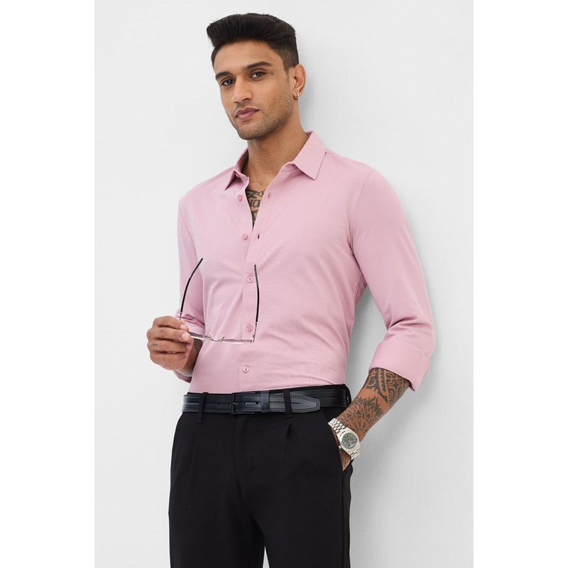 Snitch Light Pink Slim Fit Stretch Shirt (XL)
