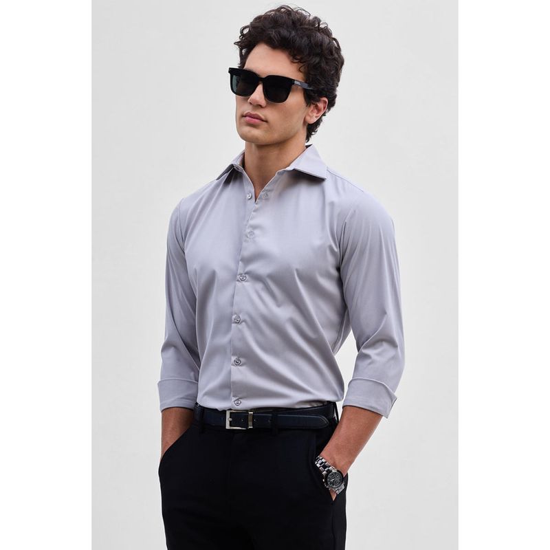 Snitch Light Grey Slim Fit Stretch Shirt (2XL)