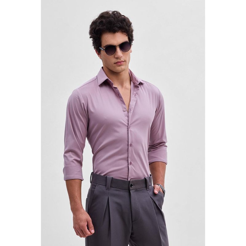 Snitch Lilac Slim Fit Stretch Shirt (XS)