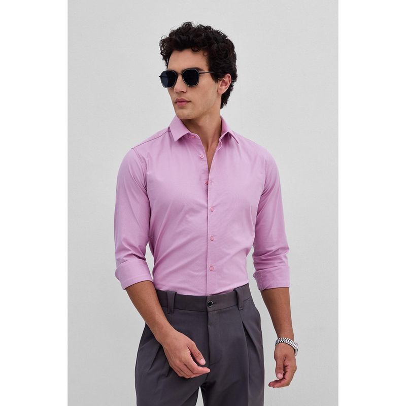 Snitch Pink Stretchable Slim Fit Shirt (2XL)
