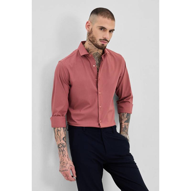 Snitch Red Buy Snitch Red Slim Fit Stretch Shirt Online