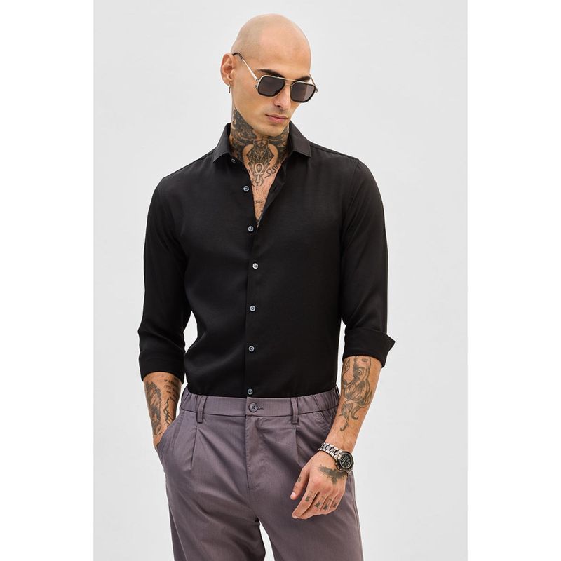 Snitch Black Slim Fit Shirt (XL)