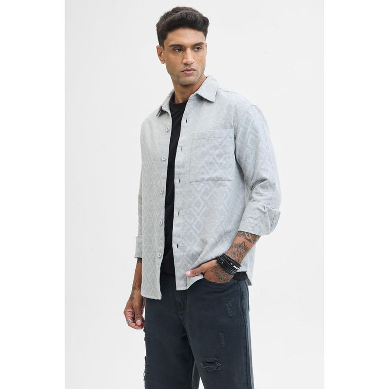 Snitch Grey Geometric Regular Fit Overshirt (S)
