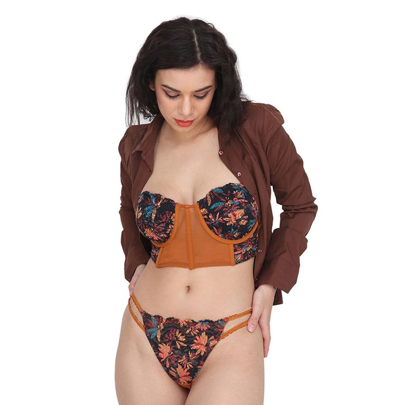 Curwish Enchantress- Corset Thong Panty - Mustard (XL)