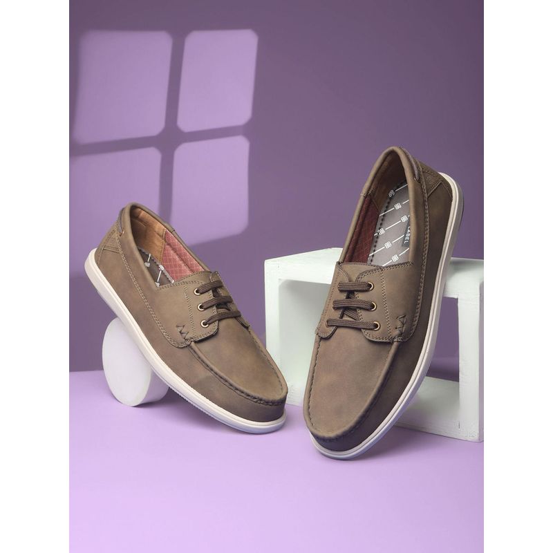 Bata Men Khaki Casual Boat Shoes (UK 6)