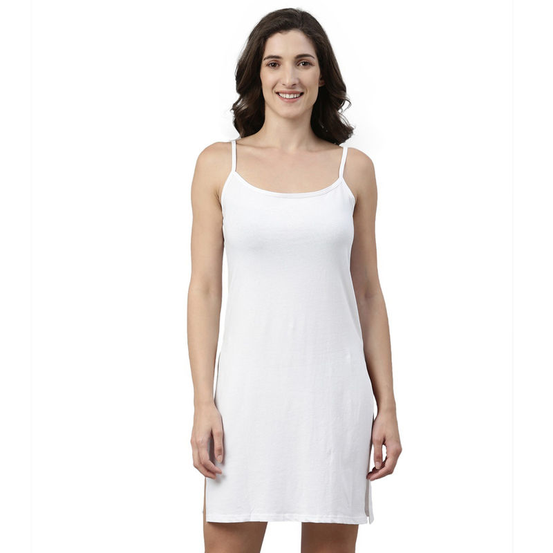 Enamor Essentials Womens E095-Cotton Sleeveless Scoop Neck Dress Slip White (XL)