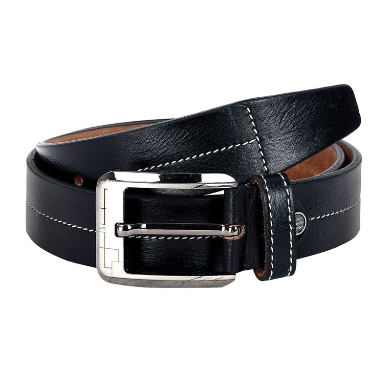 Buy Leather World Men Solid Genuine Leather Belt Black Online