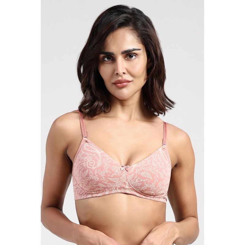 Van Heusen Women Printed Anti Bacterial Non Padded Shaper Peach T-Shirt Bra (34B)