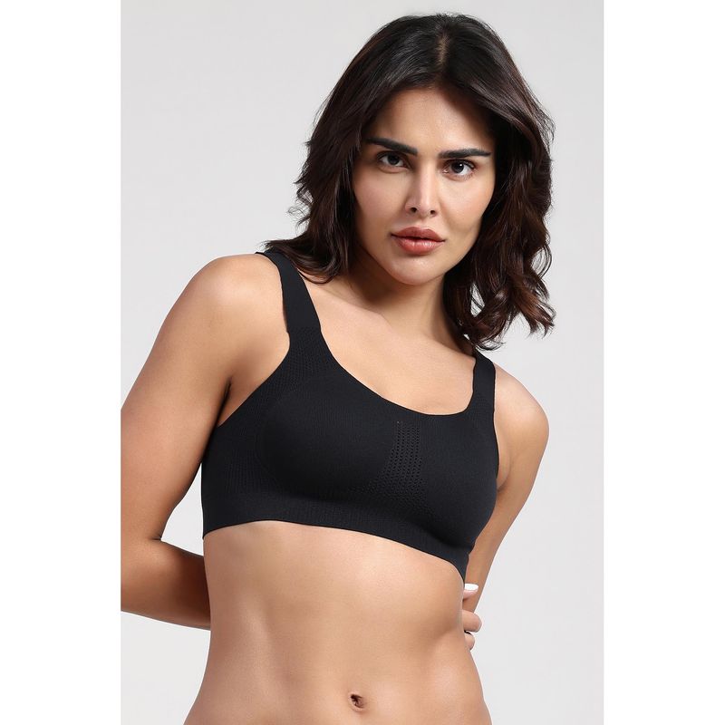 Van Heusen Women Aero Flex Full Coverage Broad Straps Knitted Black T-Shirt Bra (32B)